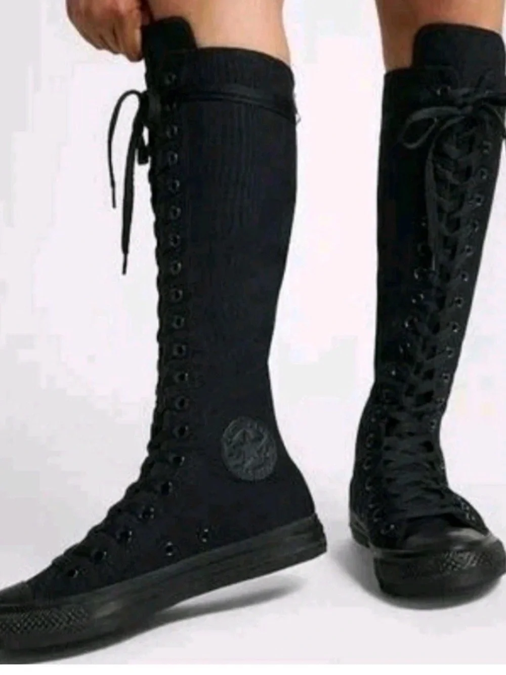 Converse Chuck Taylor All Star XX Hi Knee High Black Canvas Lace-Up Boots15W/13M